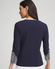 Chico's Clothing Chic Scroll 3/4 Sleeve Perfect Tee
