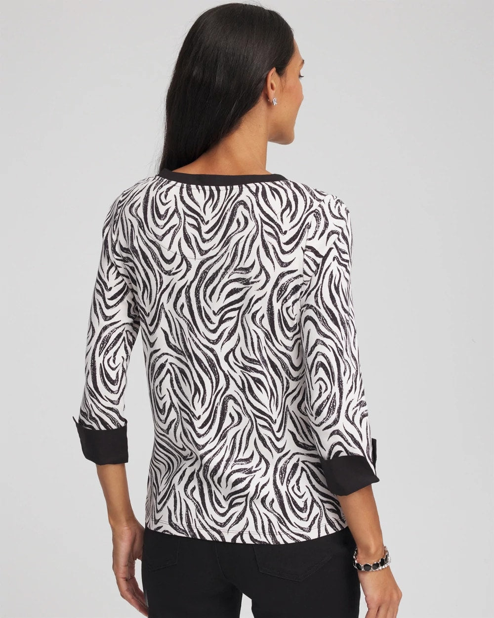 Chico's Clothing Pima Jewel Neck Contrast Tee