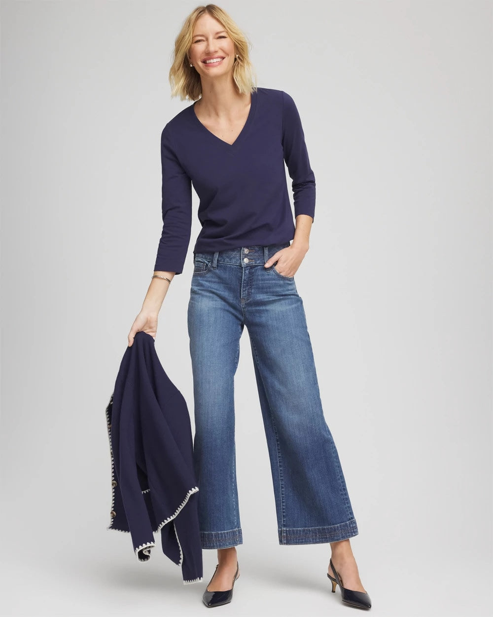 Chico's Clothing 3/4 Sleeve Perfect Tee