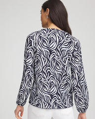 Chico's Clothing Zebra Waves Crinkle Top