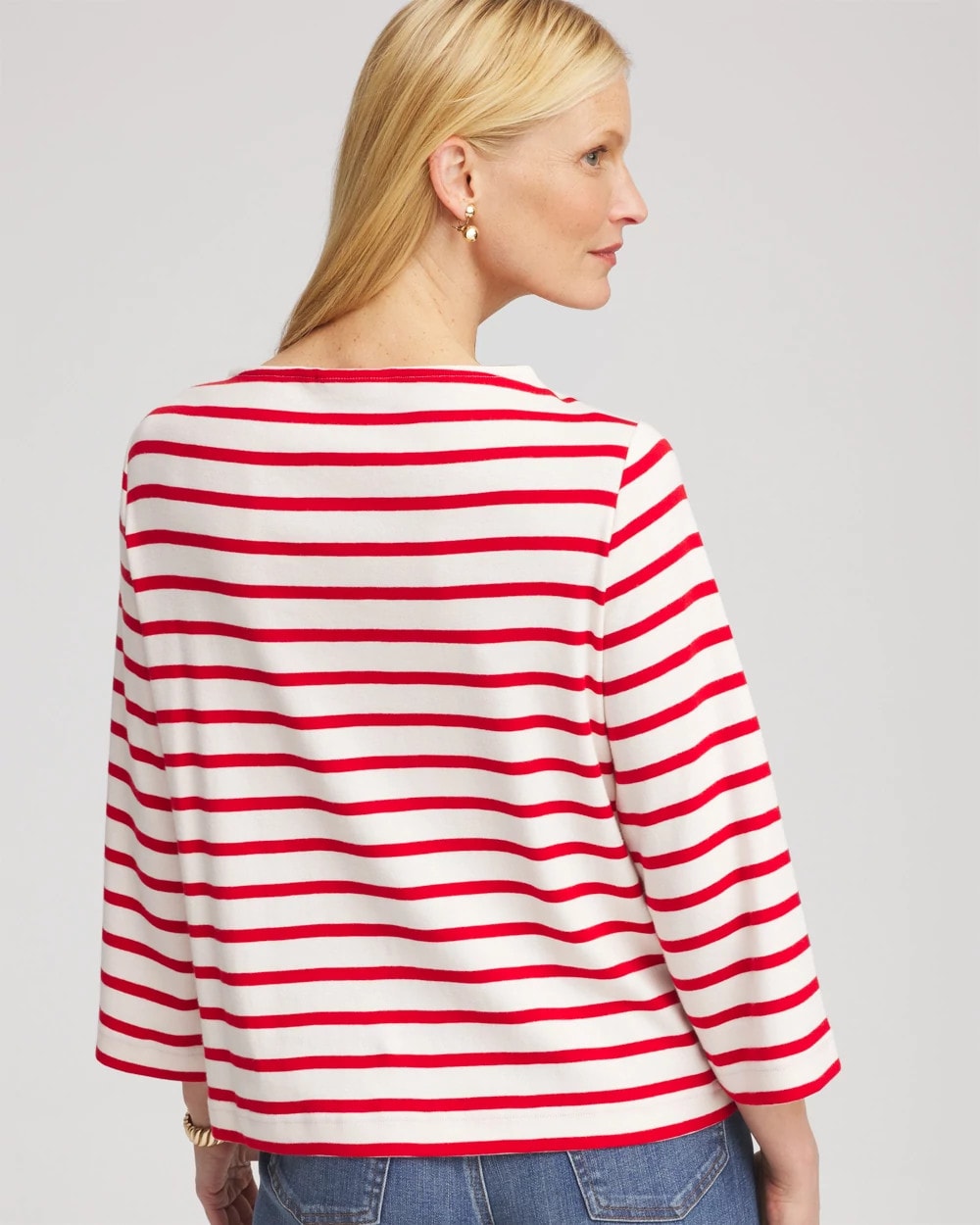 Chico's Clothing Bateau Neck Stripe Top