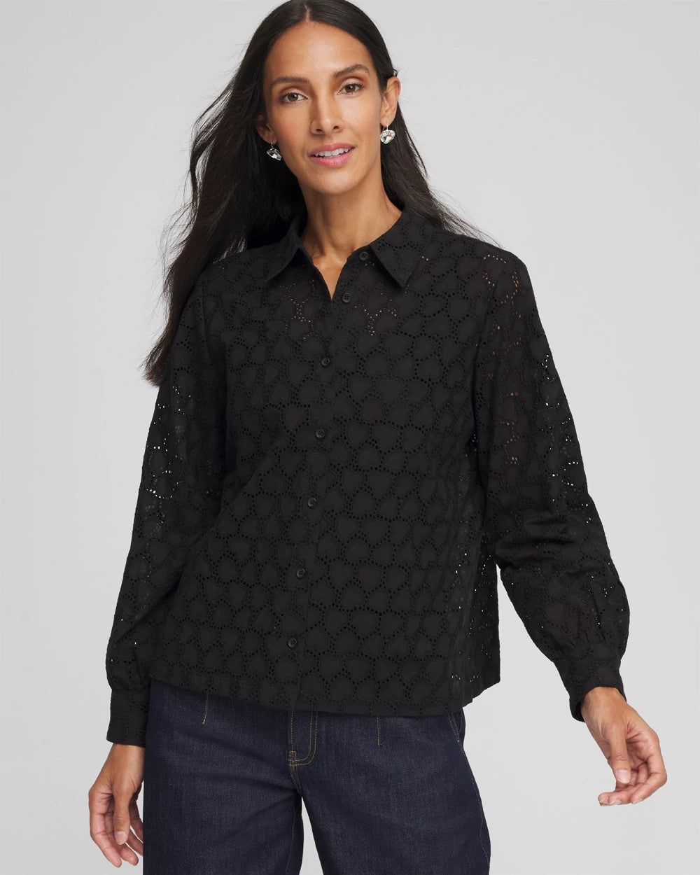 Chico's Clothing Heart Eyelet Shirt