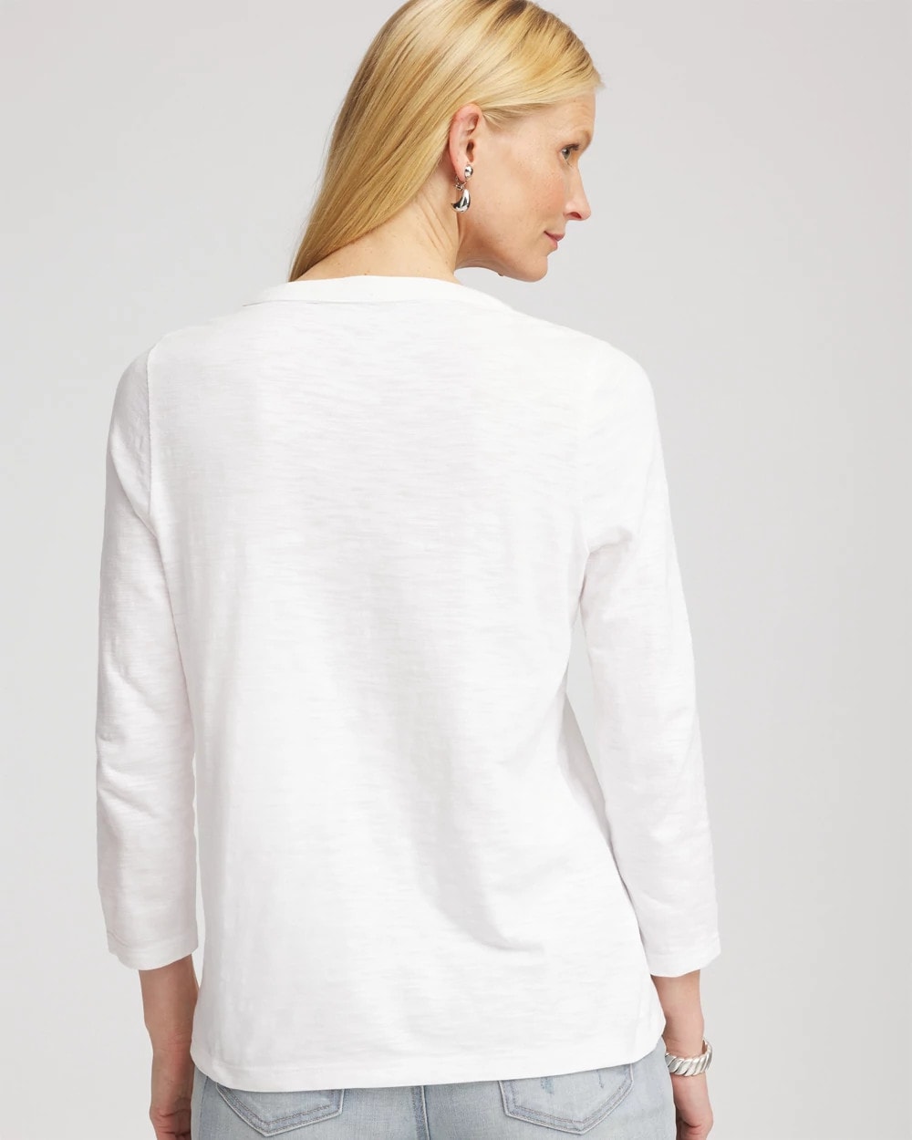 Chico's Clothing Slub Splitneck Button Tee
