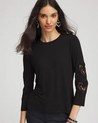 Chico's Clothing Heart Sleeve Detail Tee