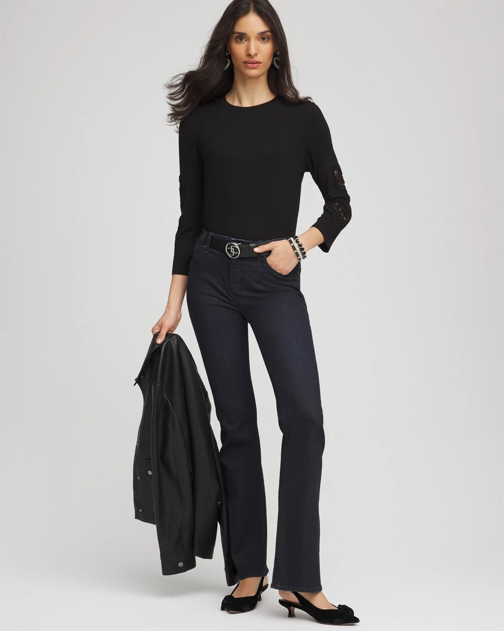 Chico's Clothing Heart Sleeve Detail Tee