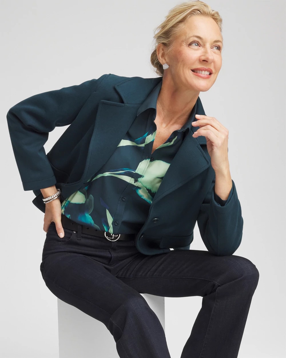 Chico's Clothing No Iron™ Glacial Flora Sateen Shirt