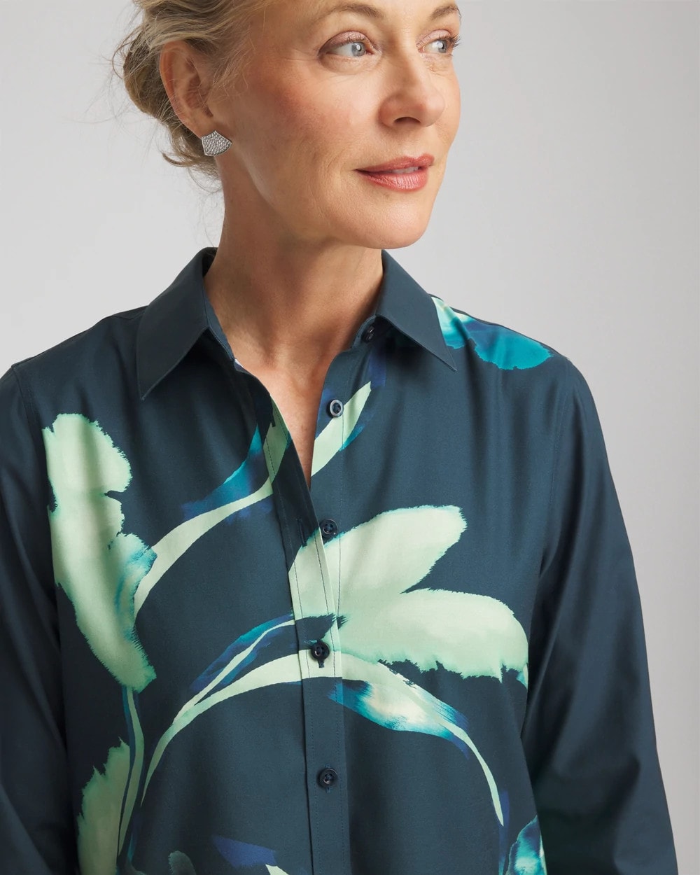 Chico's Clothing No Iron™ Glacial Flora Sateen Shirt