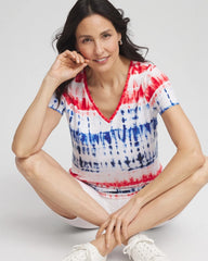 Chico's Clothing Zenergy® Americana Tie-dye V-Neck Tee