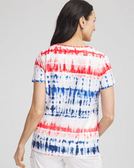 Chico's Clothing Zenergy® Americana Tie-dye V-Neck Tee