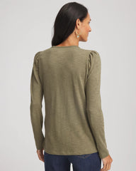 Chico's Clothing Slub Puff-Sleeve Tee