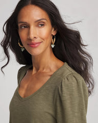 Chico's Clothing Slub Puff-Sleeve Tee