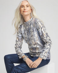 Chico's Clothing Sequin Reptile Funnel Neck tee