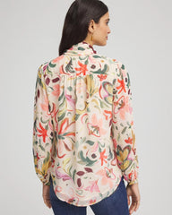 Chico's Clothing Floral Jacquard Tie-Front Blouse