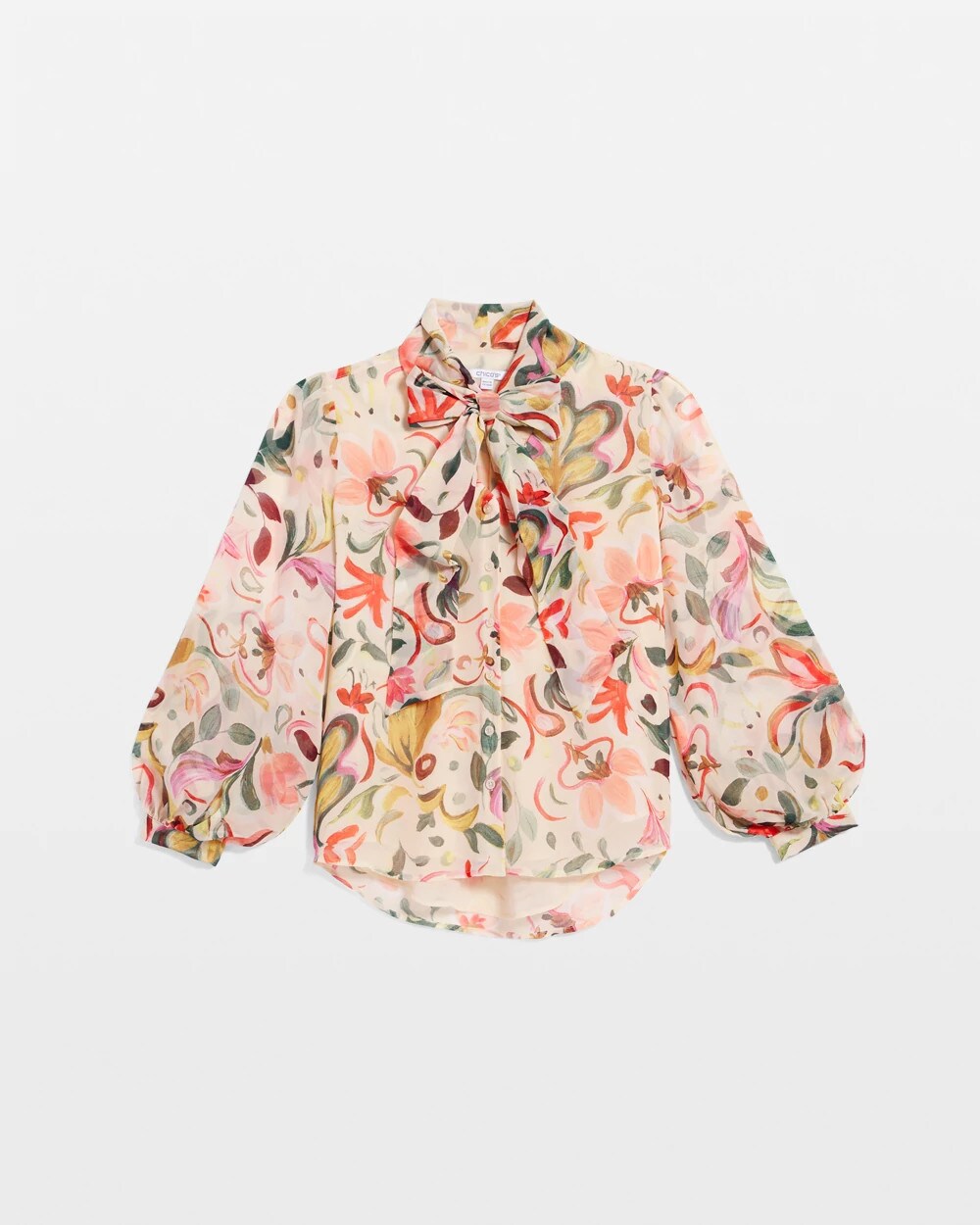 Chico's Clothing Floral Jacquard Tie-Front Blouse