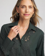 Chico's Clothing Lace Cotton Voile Shirt