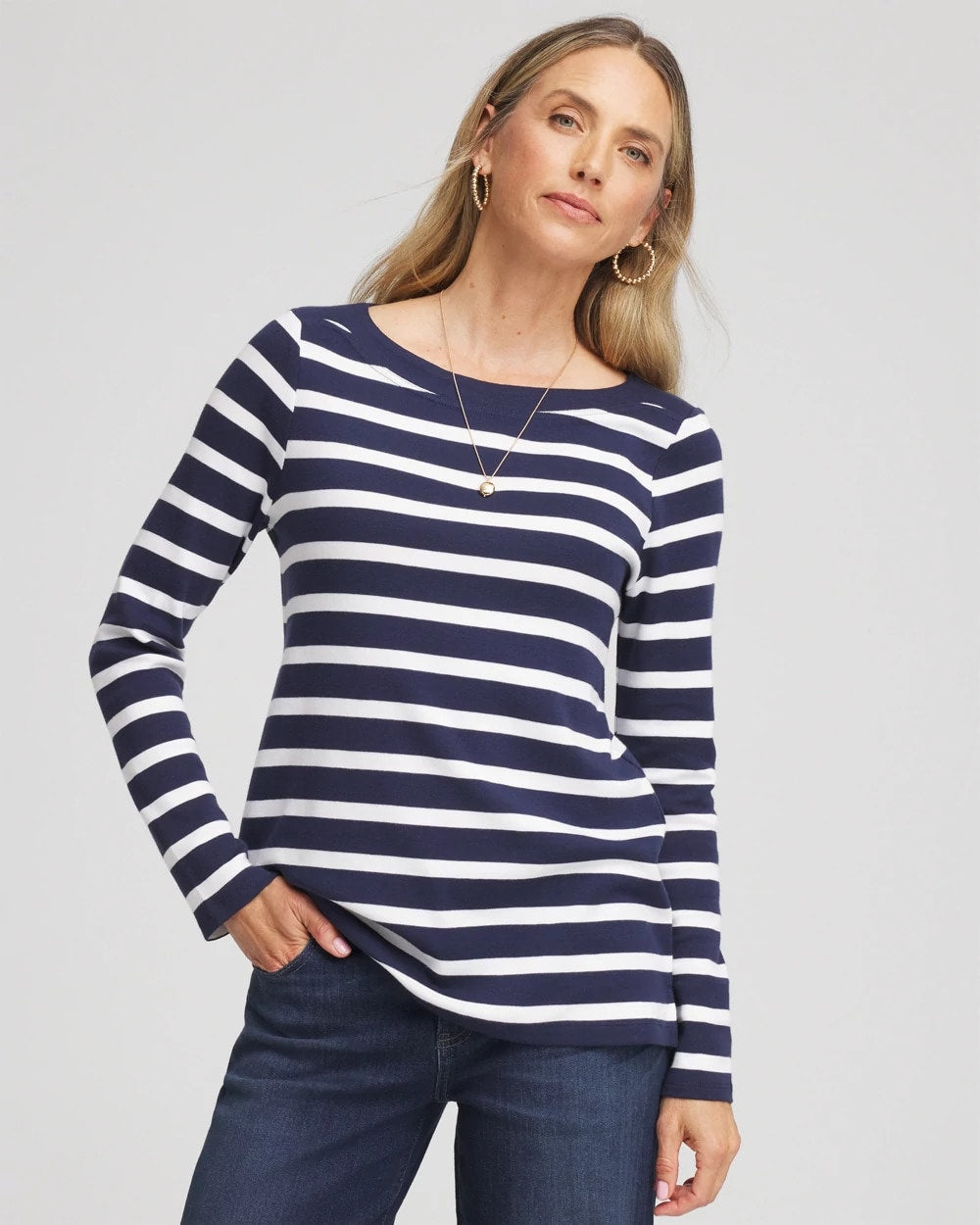 Chico's Clothing Stretch Cotton Boatneck Tunic