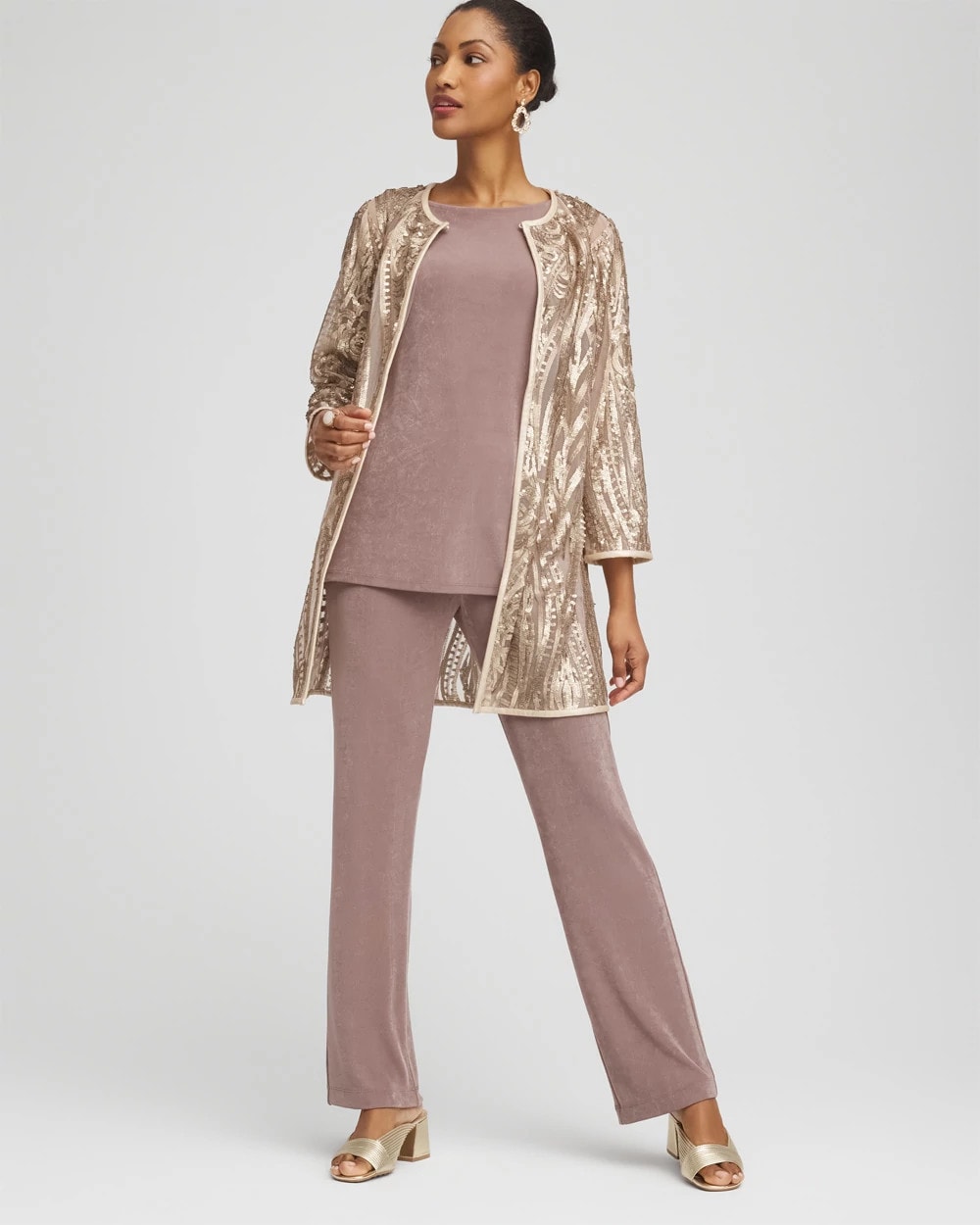 Chico's Clothing Travelers™ Collection Champagne Sequins Jacket