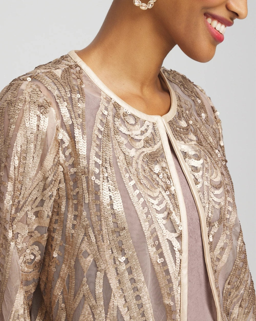 Chico's Clothing Travelers™ Collection Champagne Sequins Jacket