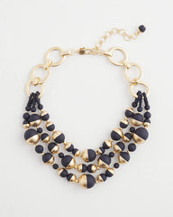 Chico's Jewelry Gold & Navy Bead Necklace