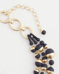 Chico's Jewelry Gold & Navy Bead Necklace