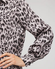 Chico's Clothing Faux Silk Snowy Animal Shirt