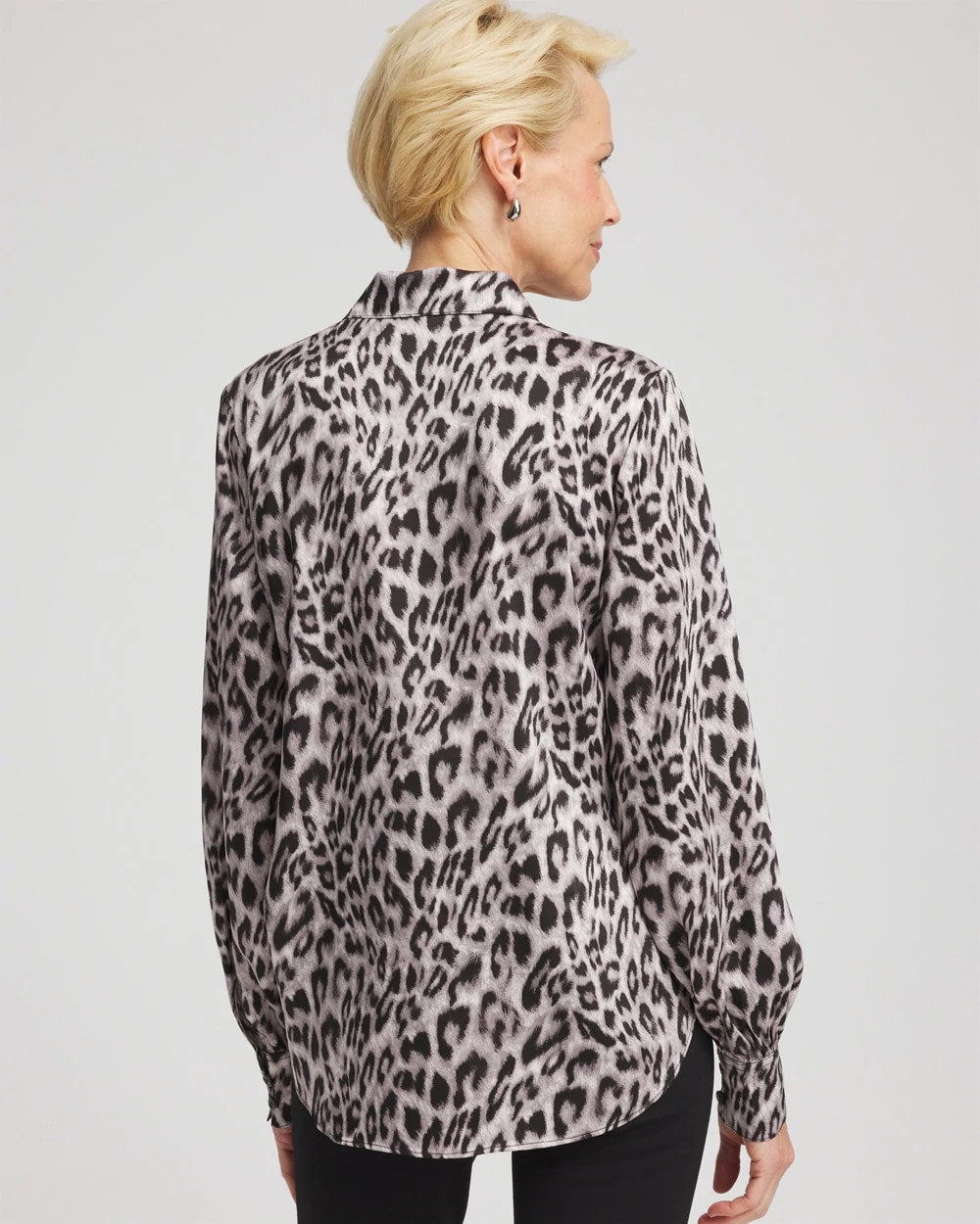 Chico's Clothing Faux Silk Snowy Animal Shirt