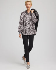 Chico's Clothing Faux Silk Snowy Animal Shirt