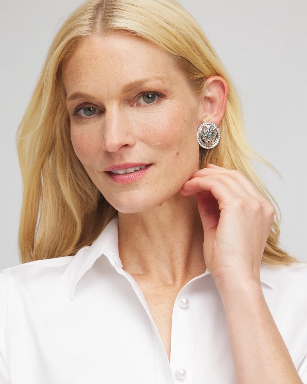 Chico's Jewelry Green Eye Tiger Clip-On Earrings
