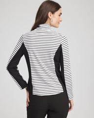 Chico's Clothing Zenergy® UPF Striped Block Half Zip