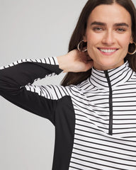 Chico's Clothing Zenergy® UPF Striped Block Half Zip