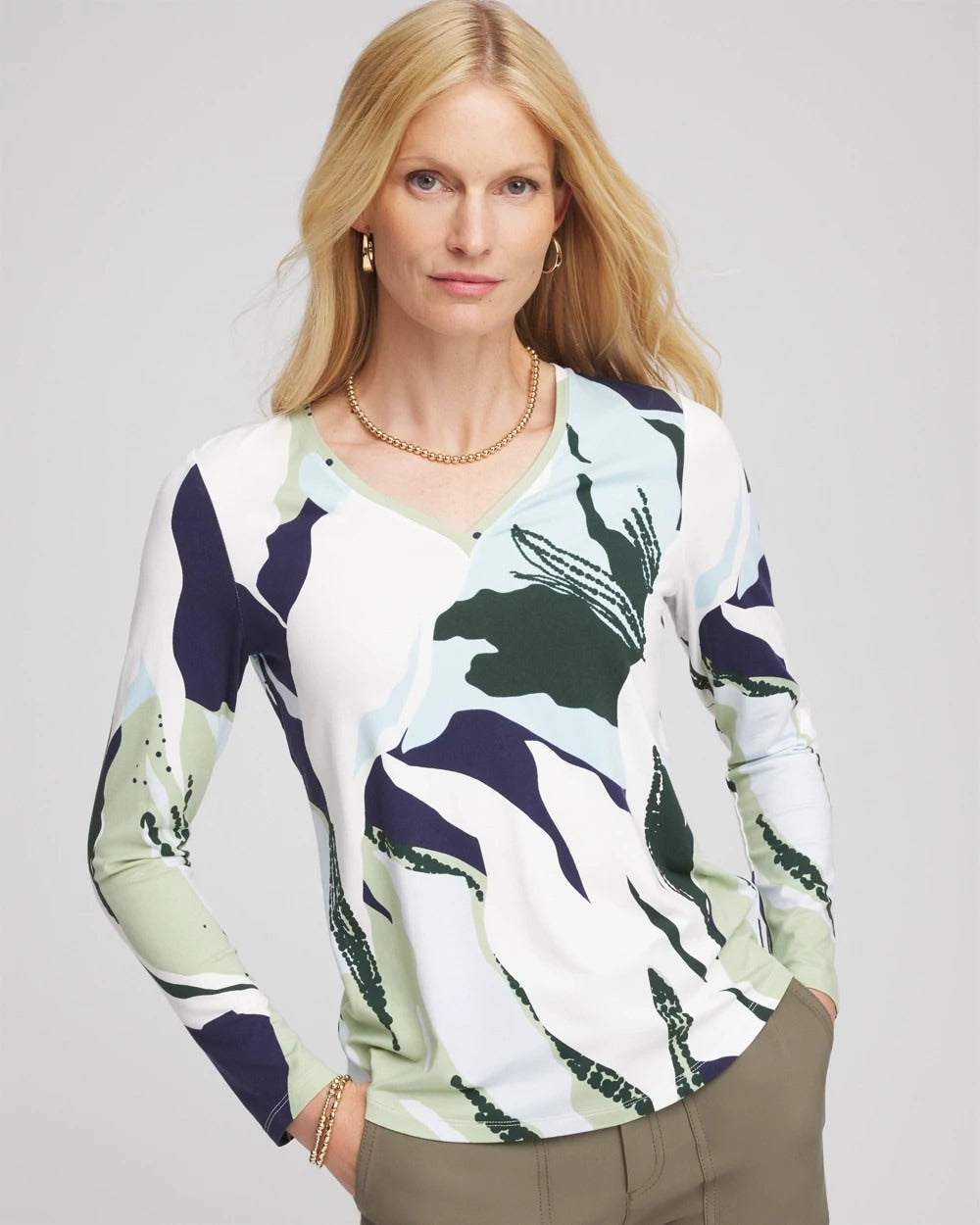 Chico's Clothing Sea-Print Touch of Cool™ Layering Tee