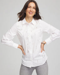Chico's Clothing Jeweled Poplin Shirt