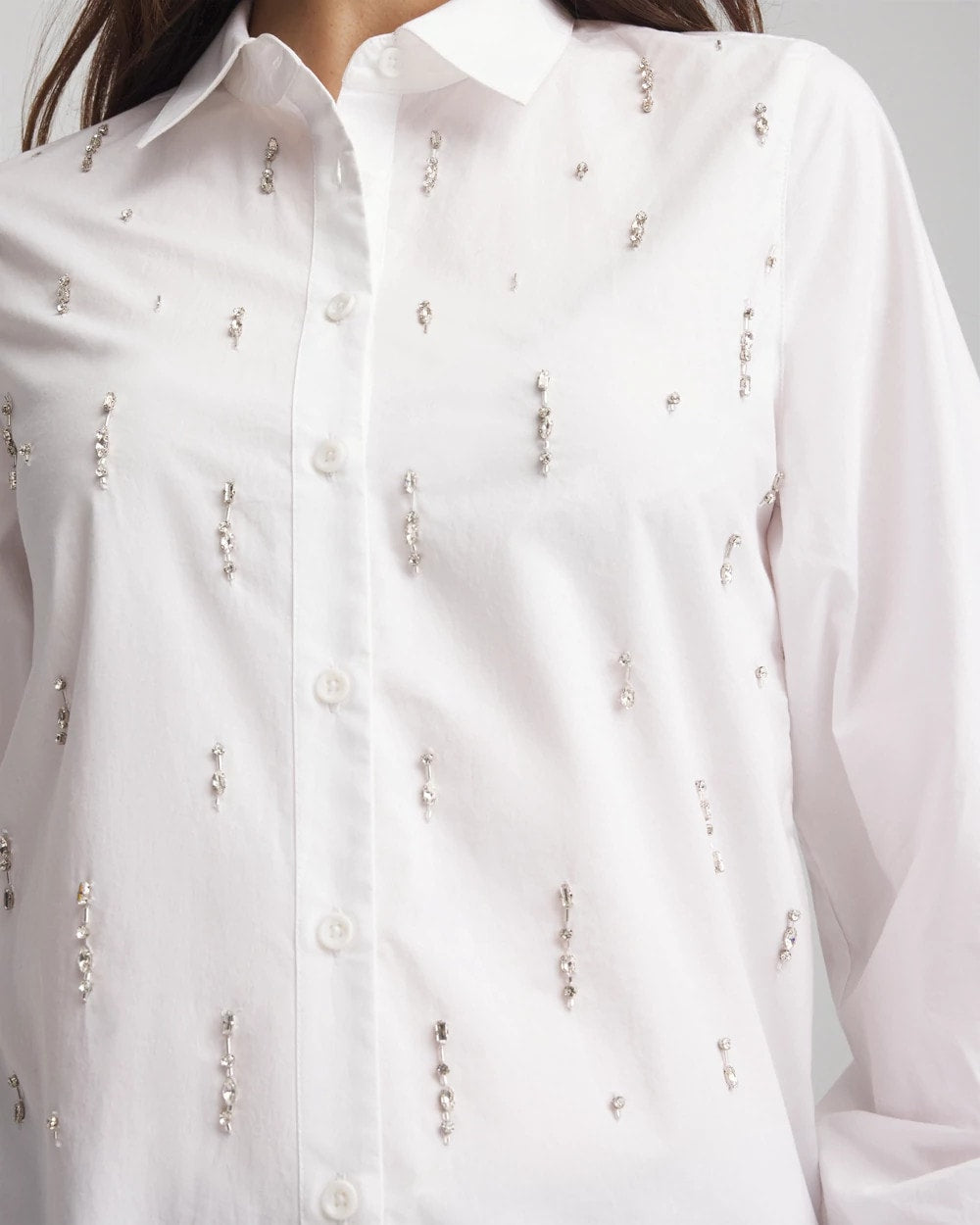 Chico's Clothing Jeweled Poplin Shirt