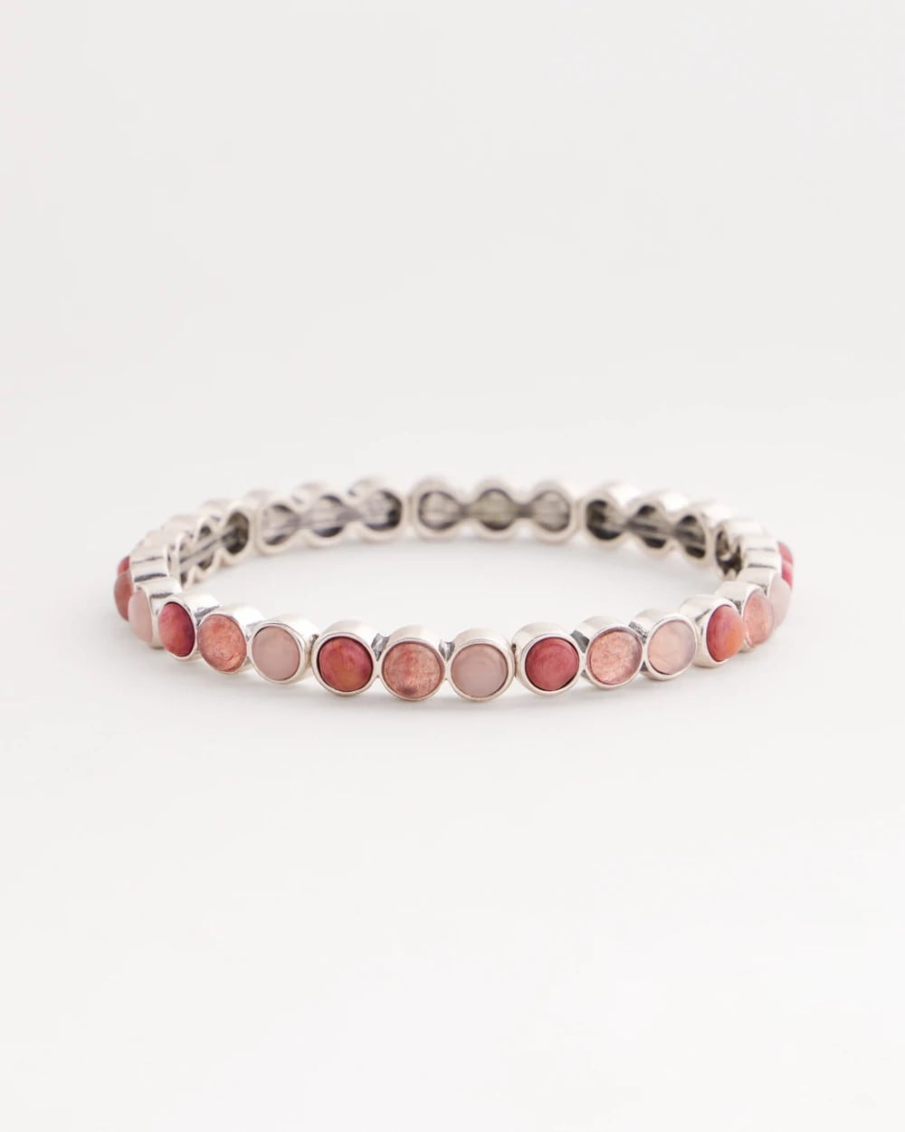 Chico's Jewelry Quartz & Rhodonite Stone Silvertone Round Stretch