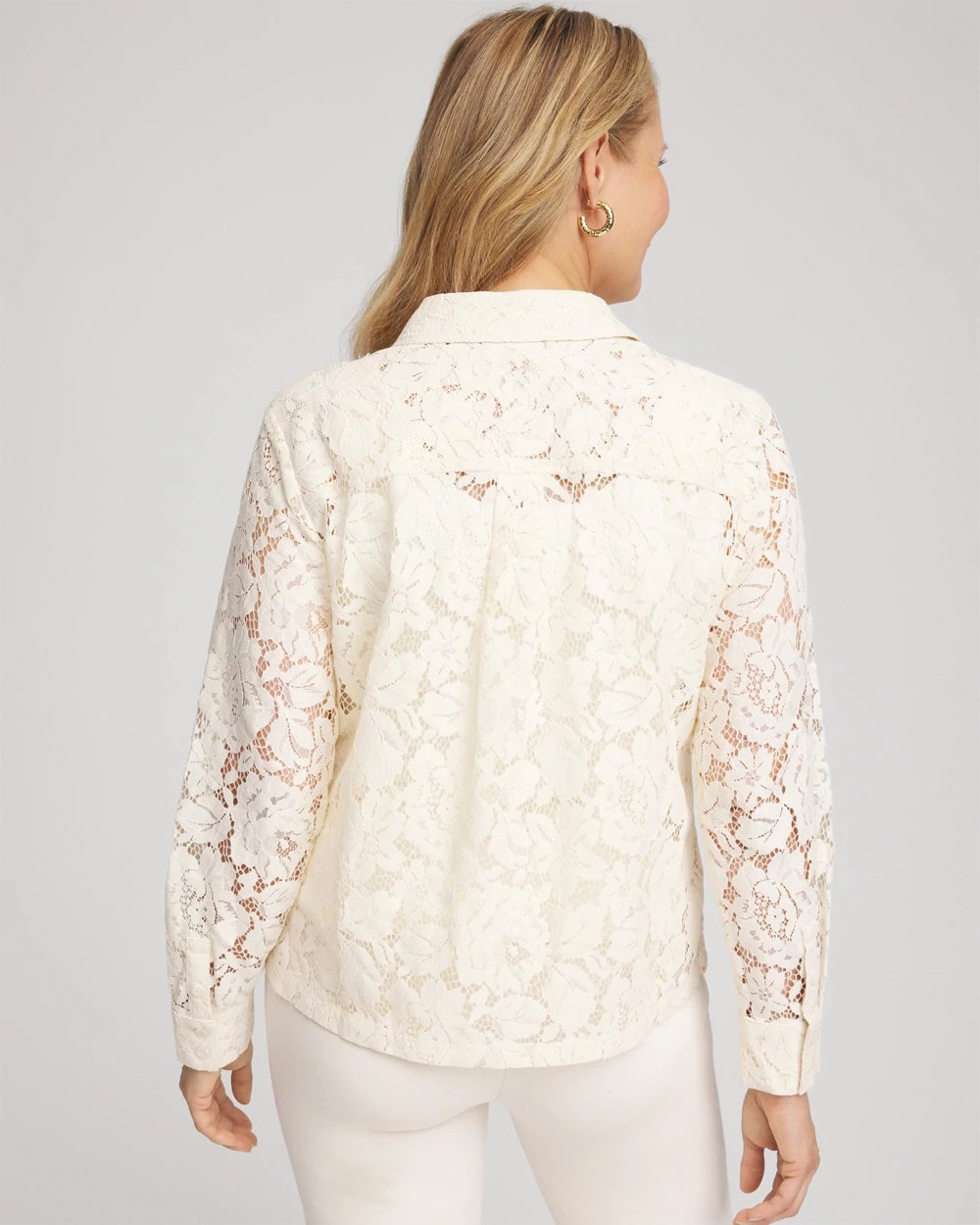 Chico's Clothing Classic-Fit Collared Lace Shirt