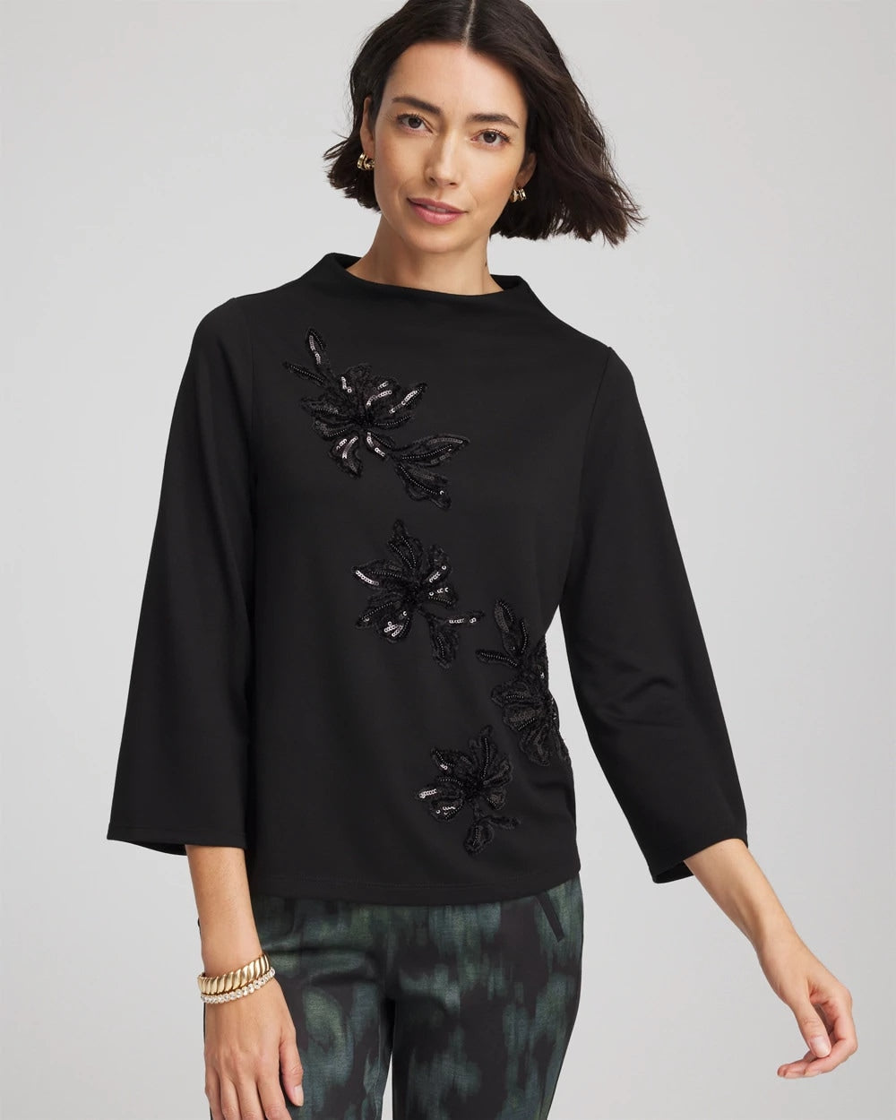 Chico's Clothing Embellished Structured Top