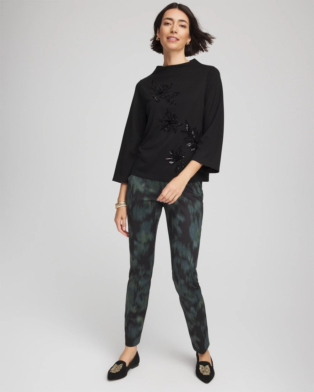 Chico's Clothing Embellished Structured Top