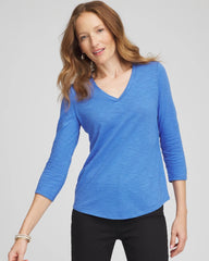 Chico's Clothing Slub 3/4 Sleeve Tee