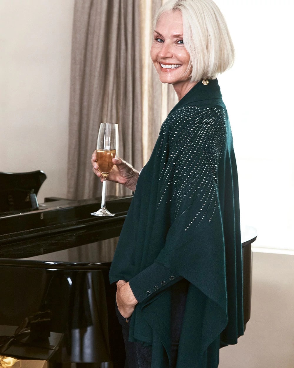 Chico's Clothing Embellished Shawl Collar Ruana