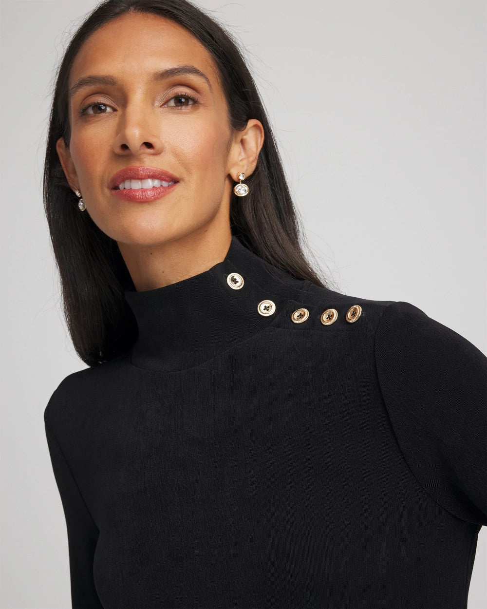 Chico's Clothing Travelers™ Button Mockneck Top
