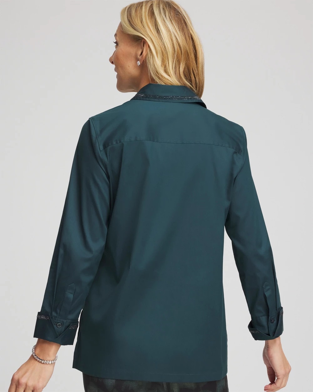 Chico's Clothing Rhinestone Embellished Poplin Tunic