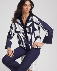 Chico's Clothing Satin Geo Print Blouse