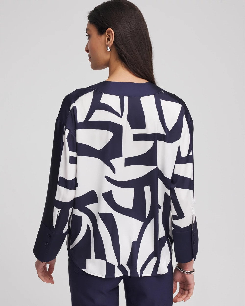 Chico's Clothing Satin Geo Print Blouse