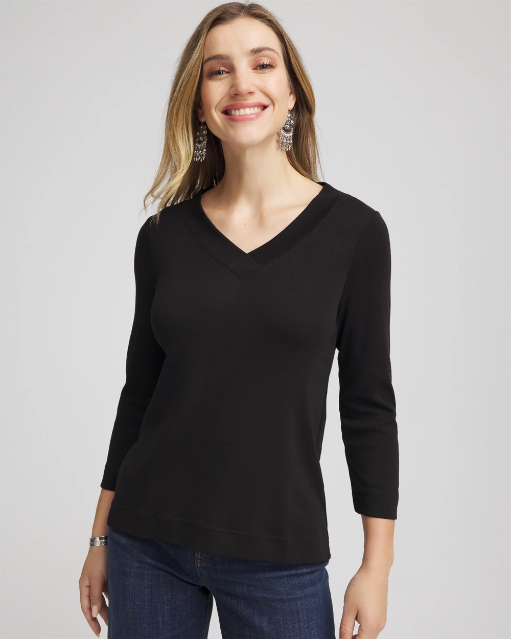 Chico's Clothing Pima Cotton 3/4 Sleeve Tee