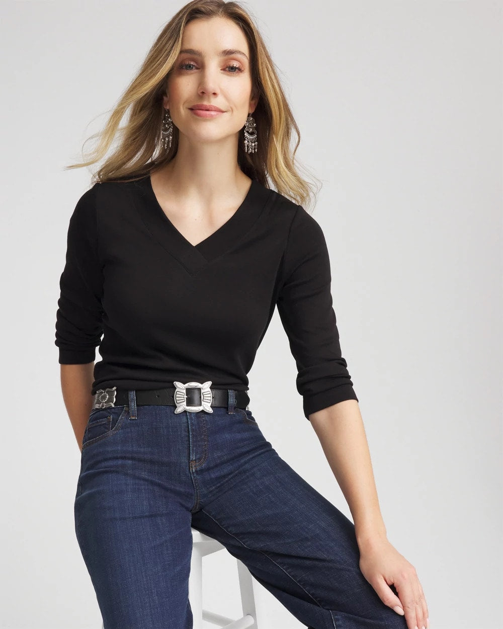 Chico's Clothing Pima Cotton 3/4 Sleeve Tee