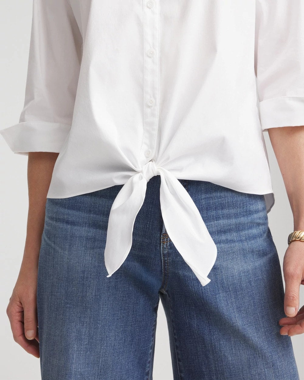 Chico's Clothing Poplin Tie-Front Top