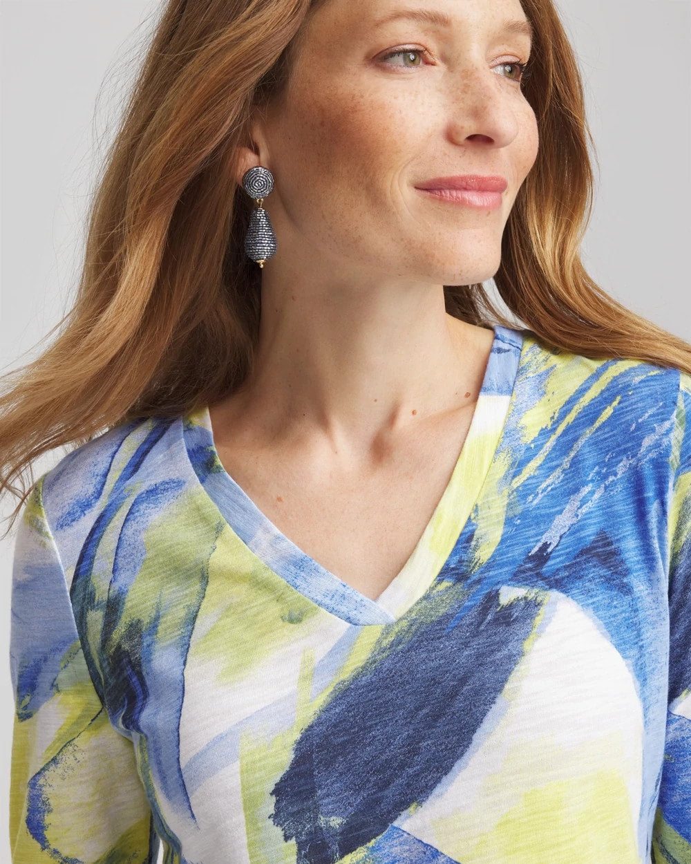 Chico's Clothing Slub 3/4 Sleeve Tee