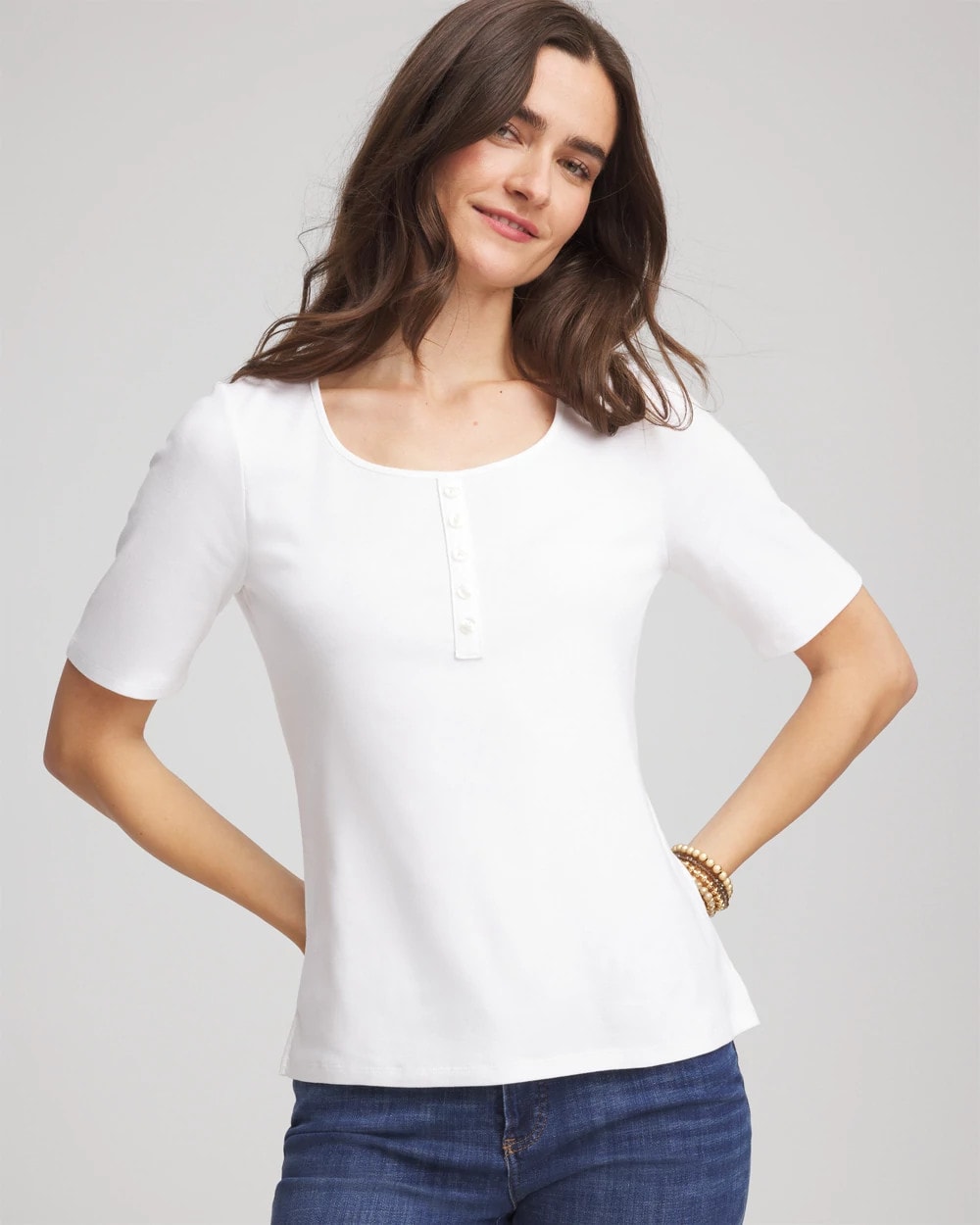 Chico's Clothing Pima Cotton Henley Tee