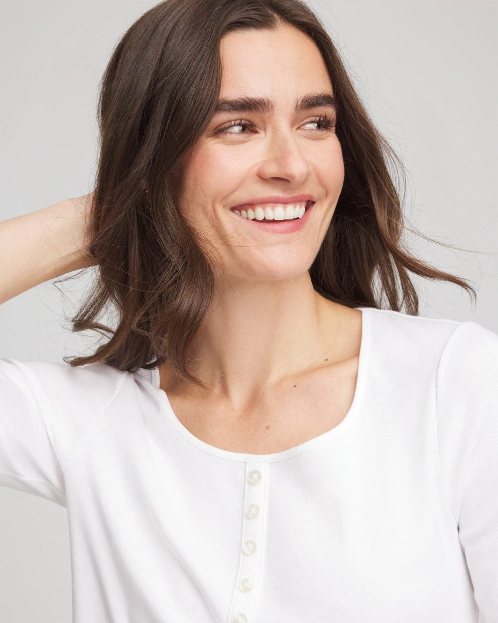 Chico's Clothing Pima Cotton Henley Tee