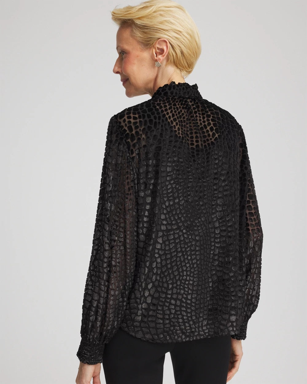 Chico's Clothing Burnout Velvet Blouse